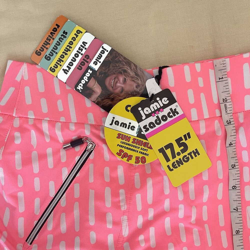 Jamie Sadock Upf 50 Mid Rise Zip Pocket Skort Pink 10 New $110 - Picture 8 of 11